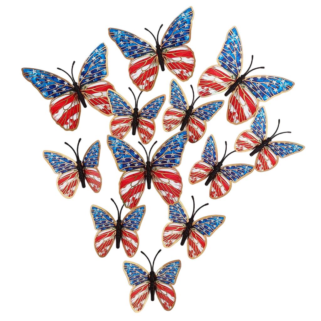 12pcs 3D Butterfly Wall Decals Butterfly Art Stickers Anniversary Independence Day Memorial Day Home Party Decor