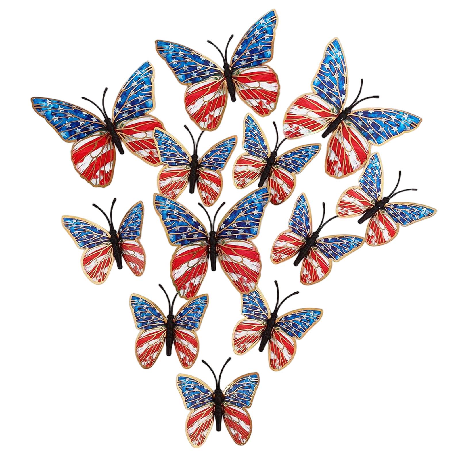 

12pcs 3D Butterfly Wall Decals Butterfly Art Stickers Anniversary Independence Day Memorial Day Home Party Decor one size
