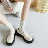 Versatile Coffee Socks For Women, Comfortable Wide-Mouth Socks Medium Tube Socks Solid Color Black And White Cotton Socks Tide