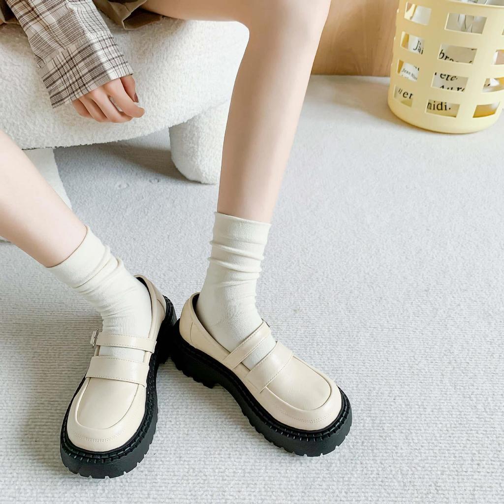 Versatile Coffee Socks For Women, Comfortable Wide-Mouth Socks Medium Tube Socks Solid Color Black And White Cotton Socks Tide