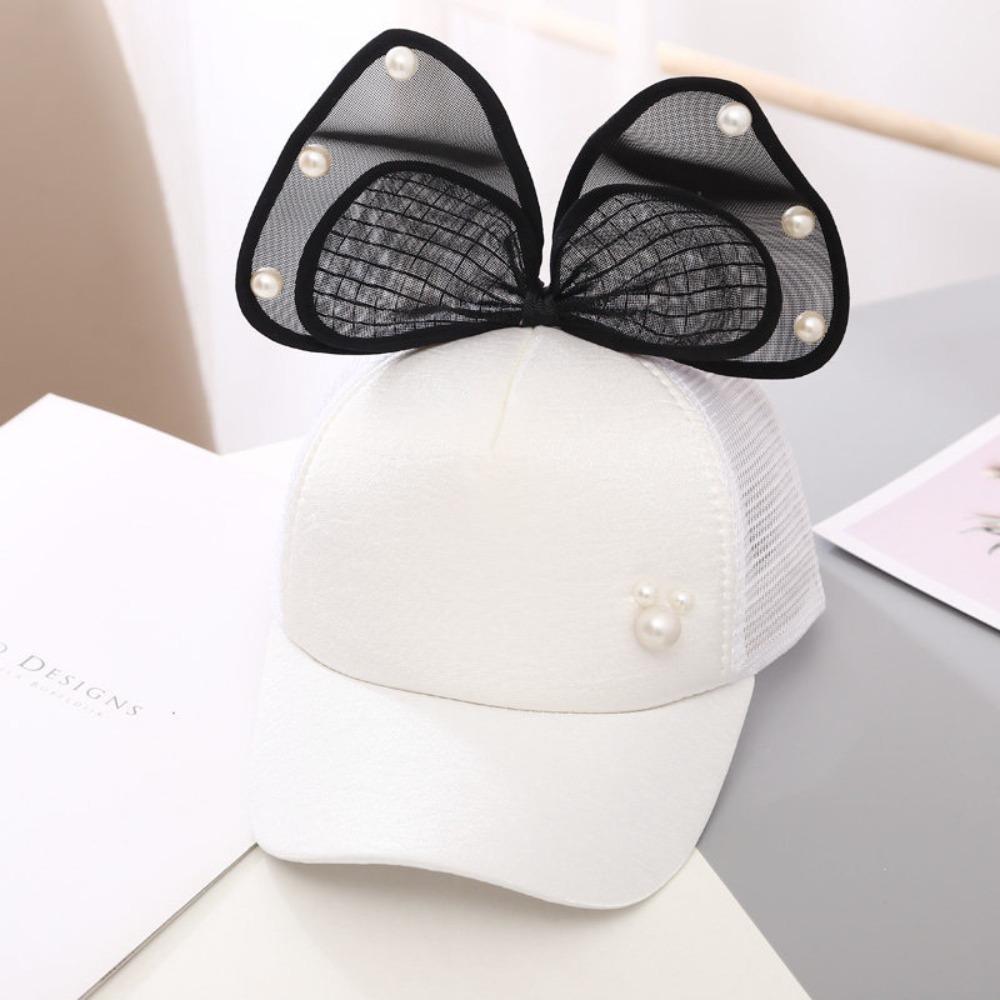 Mesh Breathable Kids Sun Hat Big Bowknot Children Peaked Caps Cute Girls Baseball Cap
