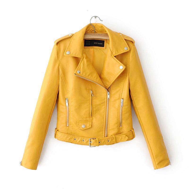 Women's Autumn/Winter PU Leather Motorcycle Jacket – Korean Style Slim Fit Short Coat