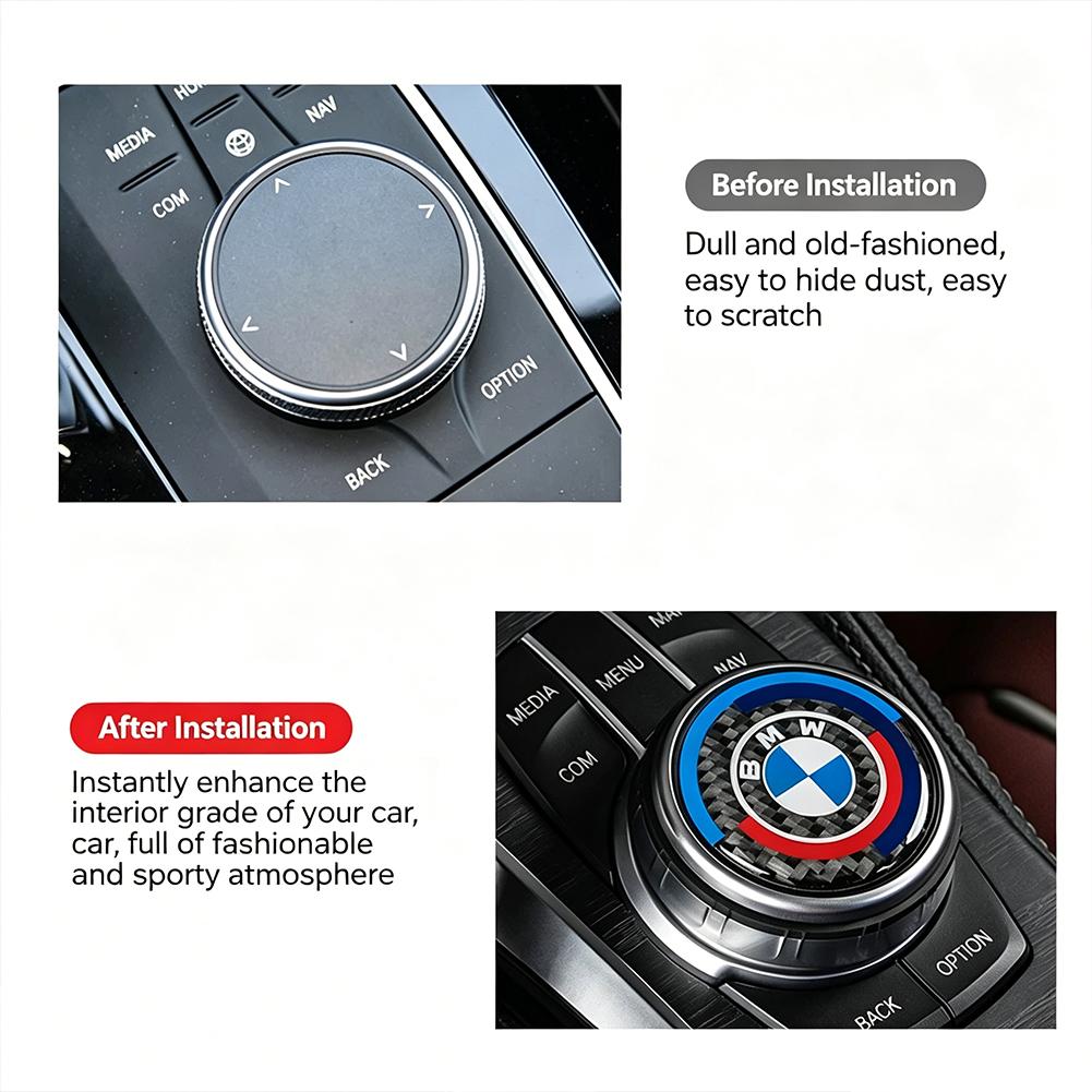 1Pcs Car Multimedia Knob Button Cover Sticker Accessories For BMW G80 G06 G07 G42 G14 G15 G16 F82 F20 F21 F83 M2 M3 M4 M5 M8 F95 SO0