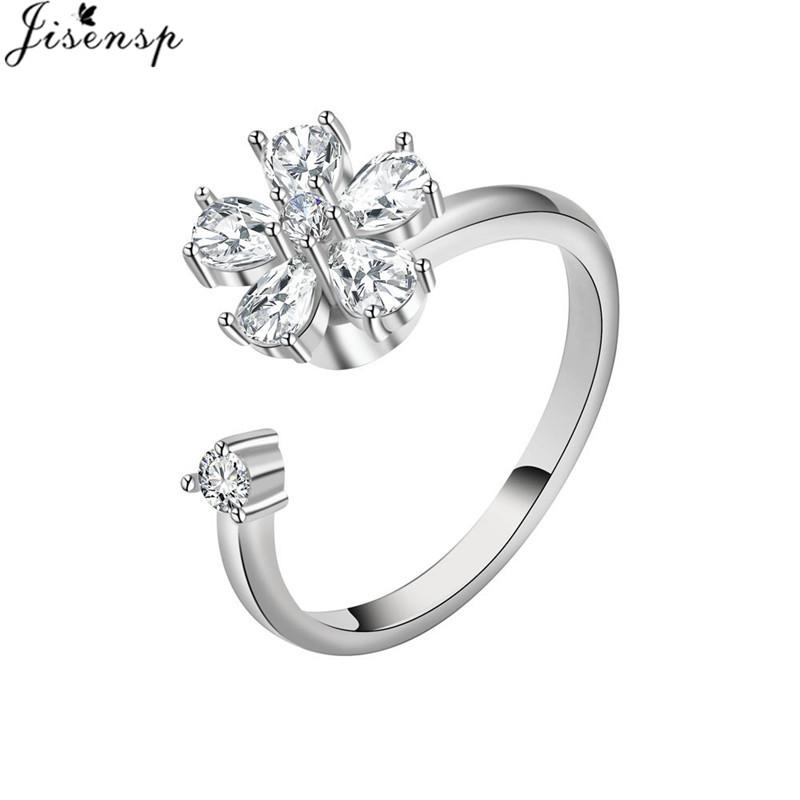 Luxury Anxiety Ring Fidget Spinner Ring for Women Crystal Flower Butterfly Animal Finger Ring Rotate Anti Stress Wedding Jewerly