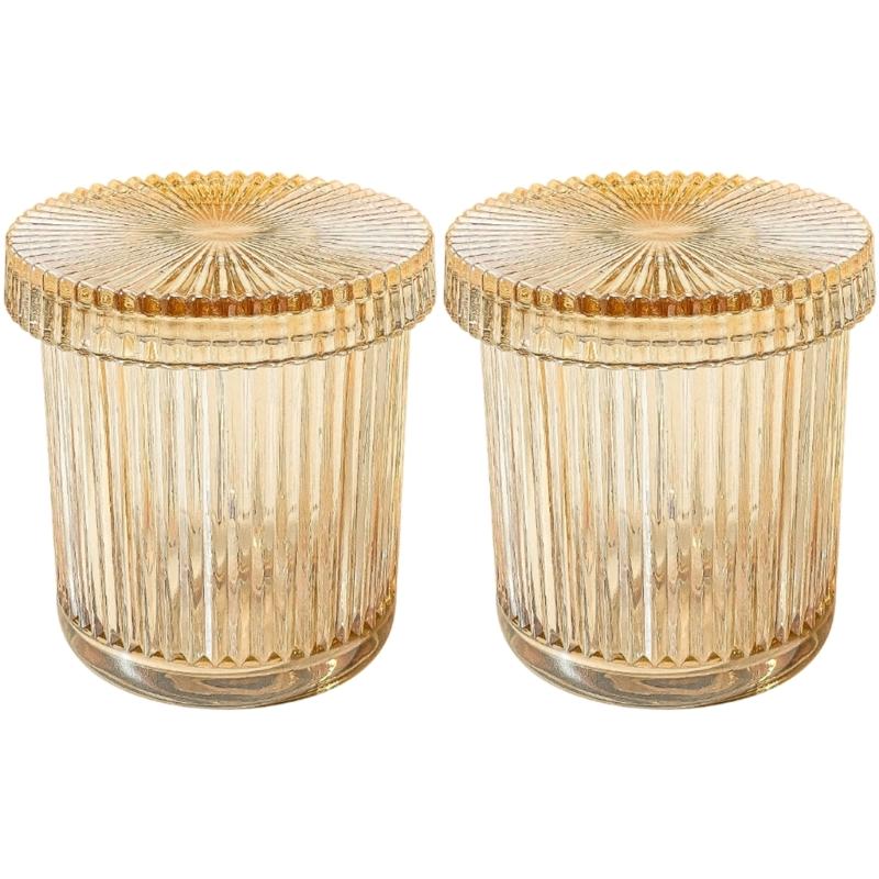 Pack Of 2 Glass Cotton Swab Holders With Sealed Lids For Bathroom Countertop Organization And Dustproof Storage