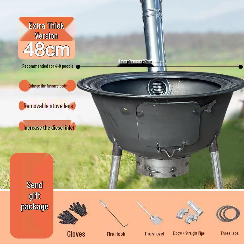 Thickened Movable Outdoor Wood-Burning Stove for Large Pots - Perfect for Family Use in Rural Areas