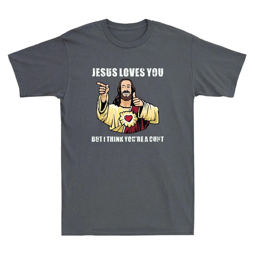 Summer Jesus Humorous Quotes Letter Printed Men's Round Neck T-shirt Street Hip Hop Cotton Soft Holiday Large Short Sleeve