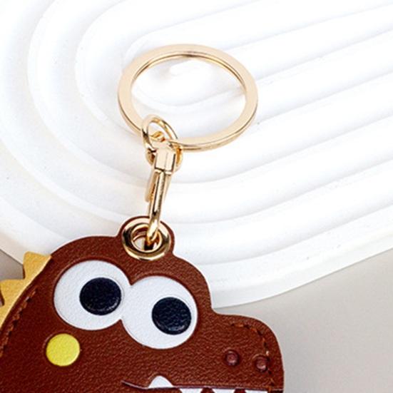 Keychain Pendant Cartoon Little Crocodile Key Holder Imitation Leather Access Card Cover Bag Charm Decorative Keychain Accessory
