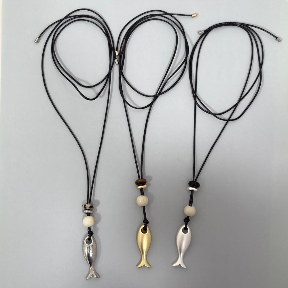 Metal Fish Pendant Necklace Matte Long Sweater Chain New Rope Chain Necklaces Jewelry