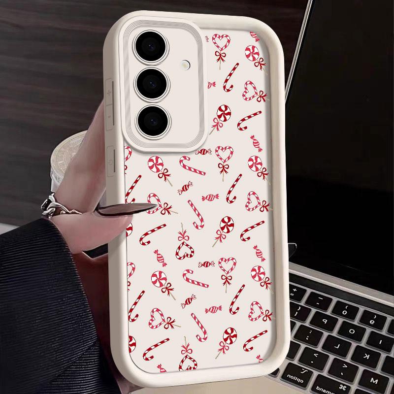 Christmas Theme Cane Picture S25FE Phone Case For Samsung Galaxy S25 S24 S23 S22 S21 S20 FE Ultra Plus Note 20 Shockproof Cover