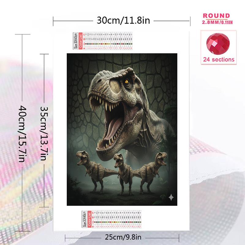 T-Rex 100% Round Full Drill 5D DIY Diamond Painting Embroidery Cross Stitch Rhinestone Décor
