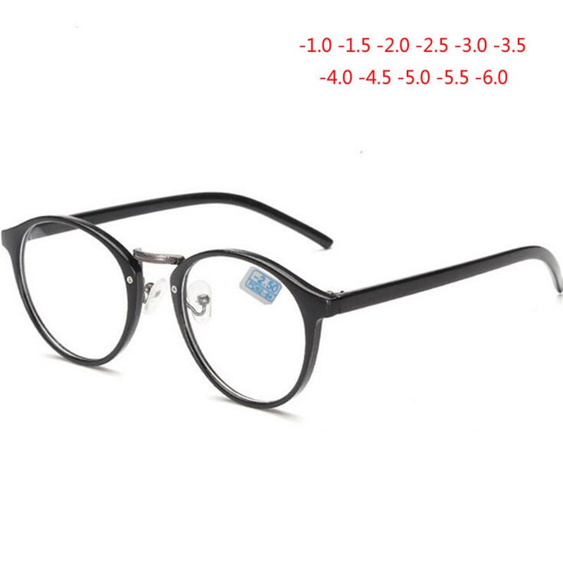 Diopter -1.0 -1.5 To -6.0 Round Finished Myopia Glasses Unisex Fashion Resin Lens Short-Sighted Eyewear Prescription Eyeglasses