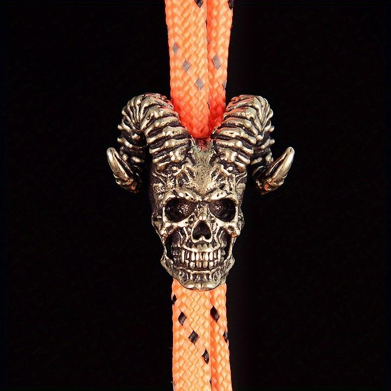 Goat Horn Skull Head Brass Knife Beads DIY Keychain Accessories Woven Lanyard Pendants Jewelry Punk Bracelets Charms