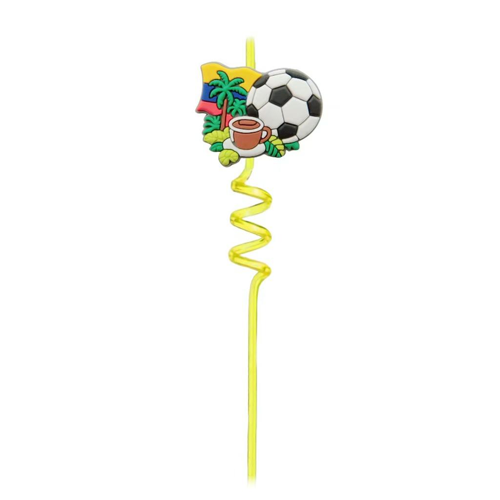 Reusable Spiral Straws with Soccer and Castle Topper for Parties and Everyday Use Pack of 1 Straws for Drinks and Celebrations