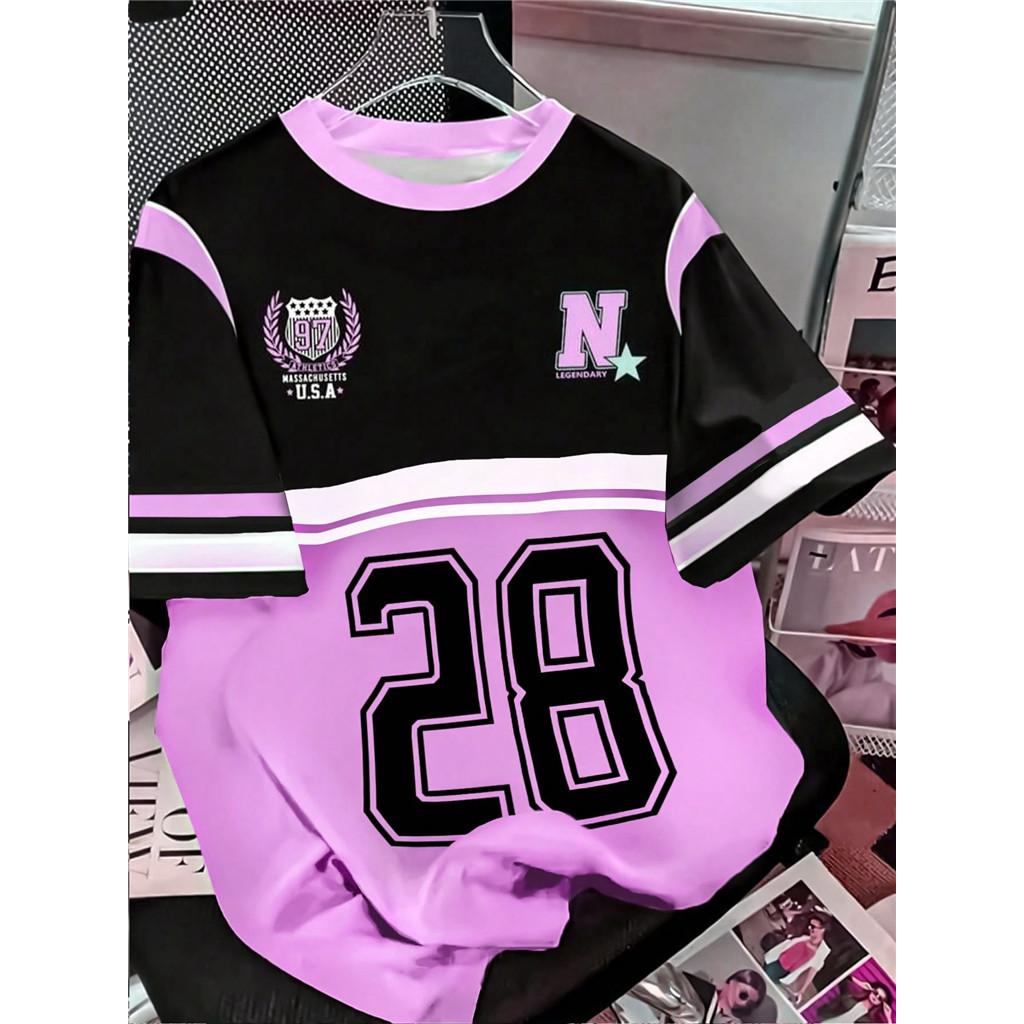 Women's Crew Neck Printed T-Shirt - Crew Neck Casual Top - A Versatile Casual T-shirt Suitable for All Seasons.