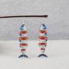 5Pairs Hook Piercing Fish Drop Earrings Acrylic Wood Beach Drop Earrings Salmon Fish Earrings  Women