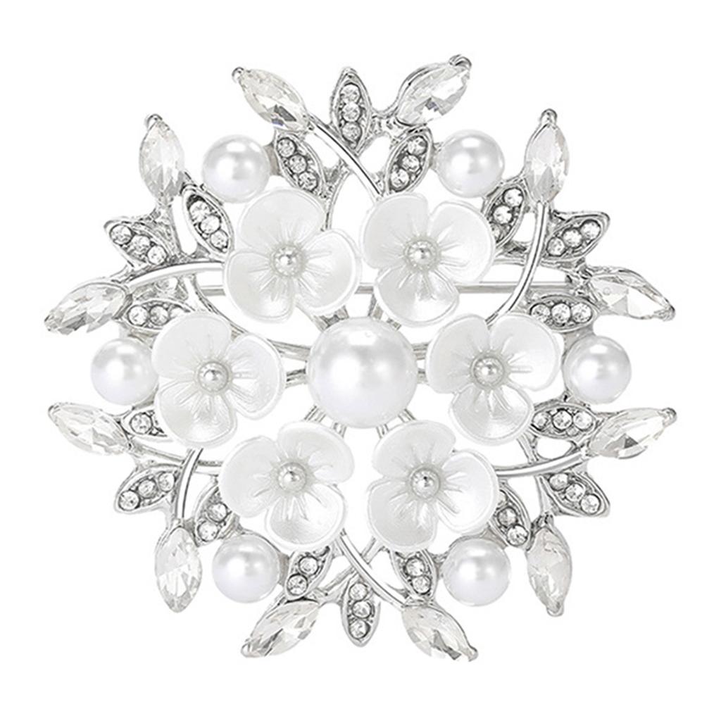 Fashionable Women's Pearls Flower Brooch With Gold or Silver Tone Finish Adds A Touch Of Elegance To Any Ensemble