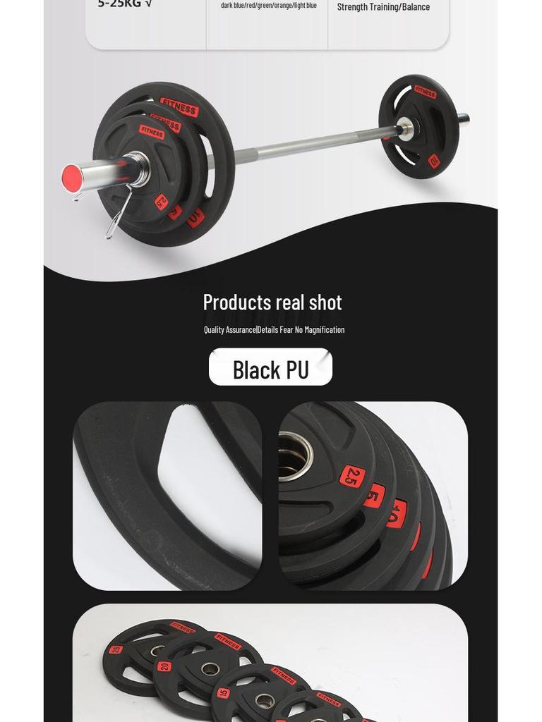 Colored PU Barbell Plates with Rubber Coating and Hand Grips for Weightlifting and Competition