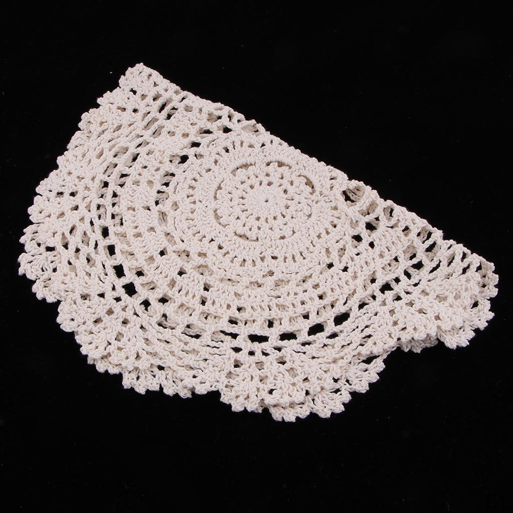 Oval Crochet Doily Lace Tablecloth Beige Handmade Wedding Decoration