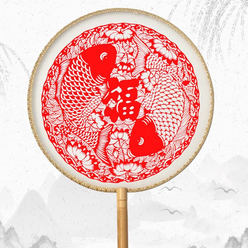 

Dance Fan Vintage Chinese Paper-cut Fan Artistic Silk Long Handled Handheld Fans with Tassel Classical Fan Dance Props