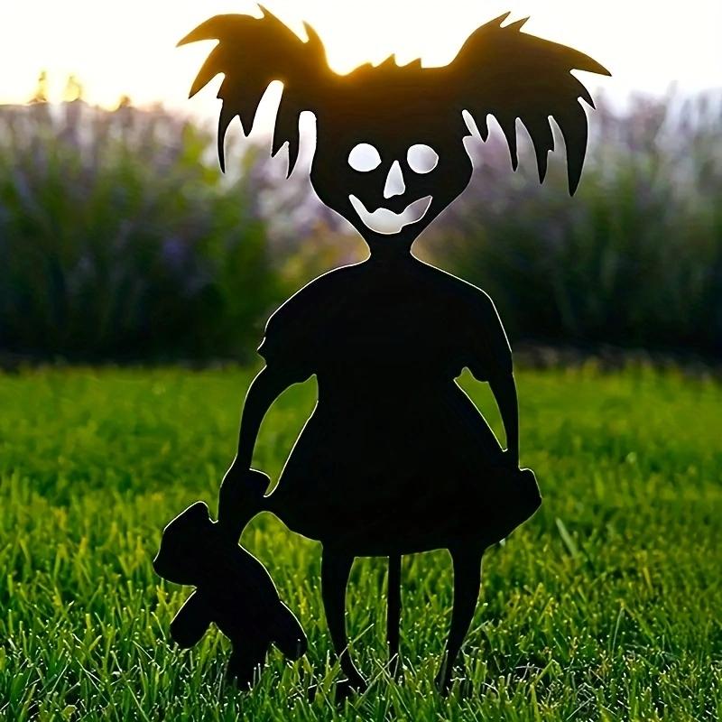 Scary Zombies Alloy Garden Stake Decorations, Eye Catching Front Yard Horror Decor, Craft with Scary Black Decorative Pile for Halloween Party