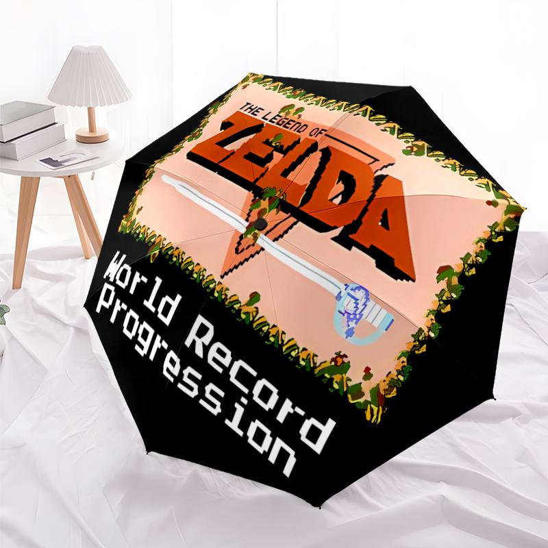 Parapluie Pliant Imprimé Z-Zelda Legends, Parapluie d'Extérieur, de Loisirs et de Voyage, Tissu de Parapluie Durable, Cadeau d'Anniversaire et de Fête