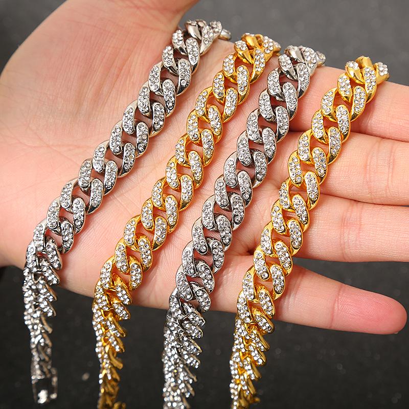 Trendy Men's and Women's Full Diamond Big Gold Cuban Chain Necklace - Hip-Hop Street Dance Rap Accessories.