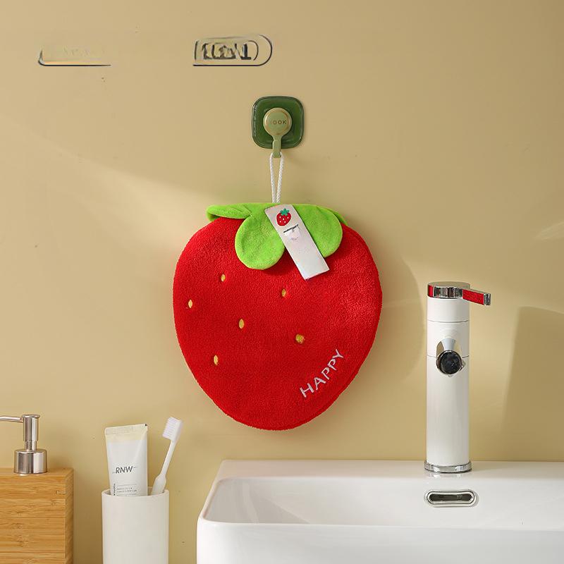 

Подвесное полотенце с милым рисунком фруктов, детское полотенце для рук, коралловое бархатное кухонное впитывающее полотенце для рук, маленькое полотенце