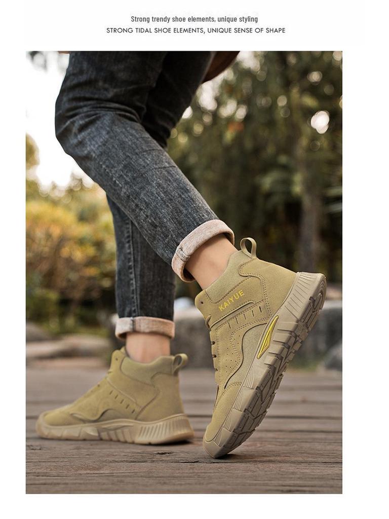 Męskie buty robocze retro z wysoką cholewką: Odporny na zabrudzenia, lekki i trwały na jesienno-zimowe aktywności na świeżym powietrzu.