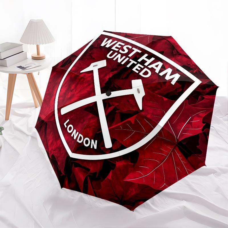 West Ham United pattern, automatic folding umbrella, portable and foldable design, 8 ribs, a Christmas or birthday gift.