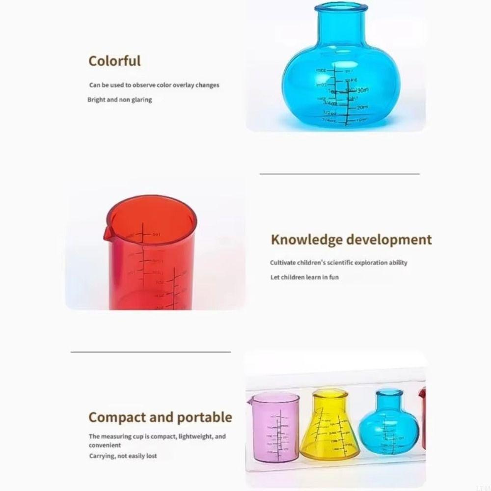 Educational Liquid Measure Tool 4 Colored Science Experiment Cups Mini Measuring Cups Kindergarten