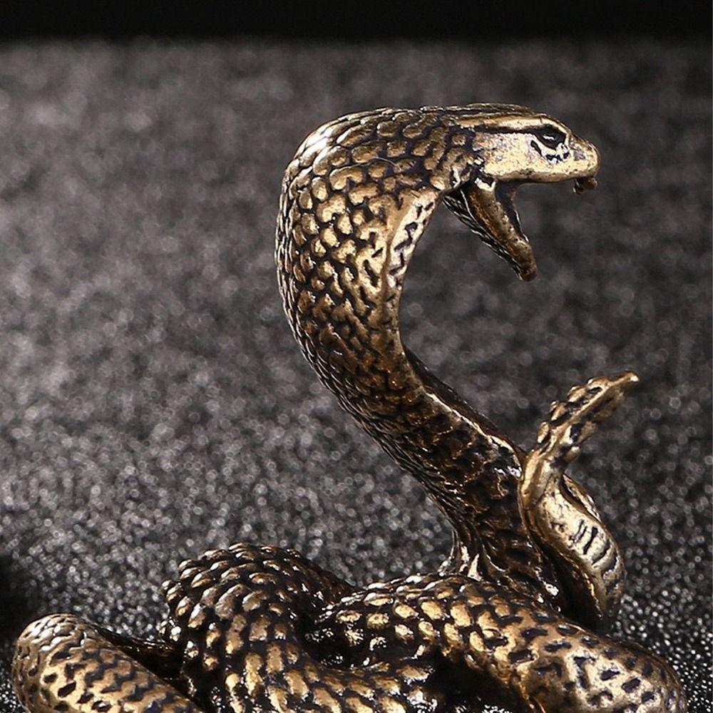 Copper Mini Cobra Statue Ancient Snake Figurines Tea Pets Brass Cobra Figurines  Birthday Gift