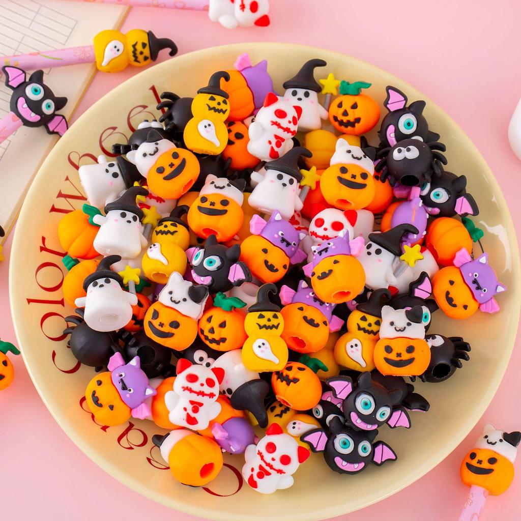 Creative 3D Cartoon Pencil Toppers - Cute Silicone Pen Caps for Halloween & Christmas Decorations