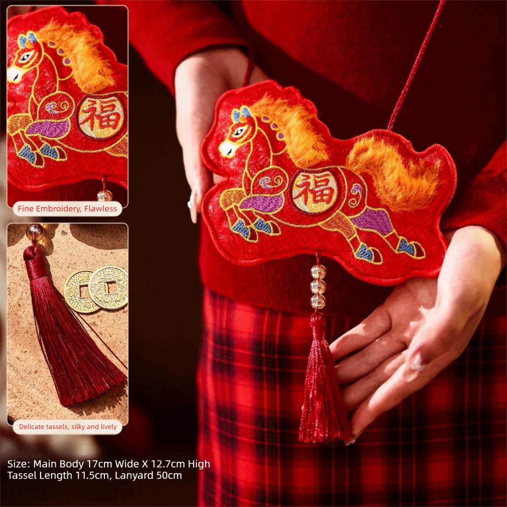 Red Color Red Packet Embroidery Design Money Envelope Horse Year Gift Bag  Chinese New Year