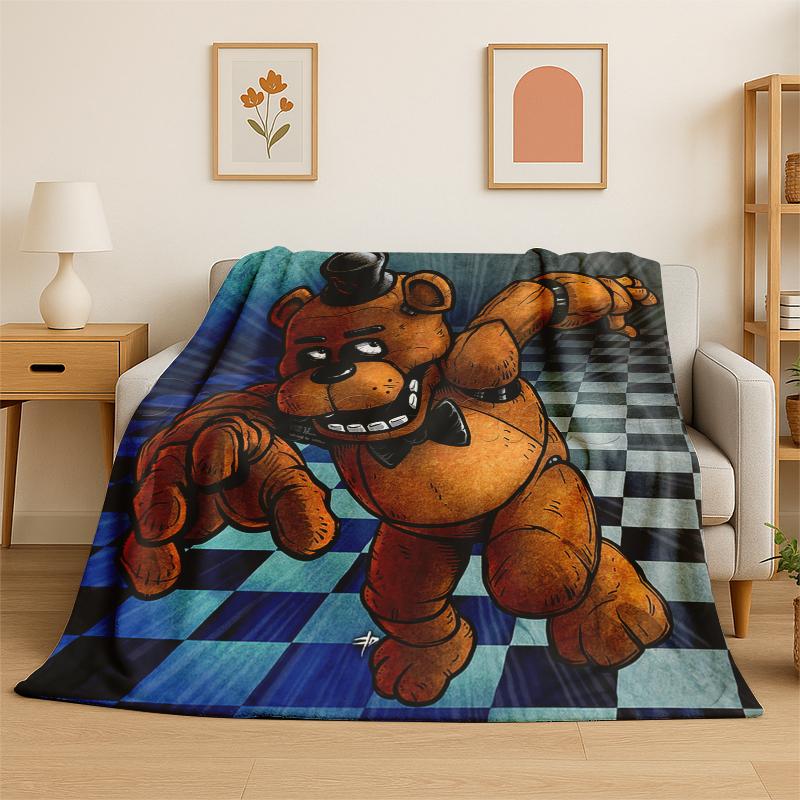 

Classic F-FNAF Horror Game Freddy Flannel Blanket Soft Warm Throw Blanket for Bedroom Living Room Bed Travel Camping Picnic 75x90cm