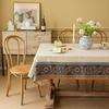 Rustic Farmhouse Tablecloth Cotton Linen Blend Anti-Scratch Table Cover Dining Room Kitchen