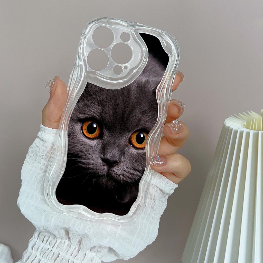 LZ3 Black Cat Green Eyes Clear Soft Wave Phone Cases for iPhone 15 13 Pro Max 12 Mini 14 8 Plus XS Max XR 6 Protection Back Cover