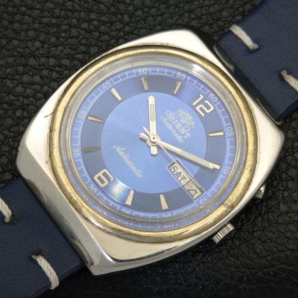 JAPAN VINTAGE ORIENT AUTOMATIC 46941 MENS BLUE COLOR DIAL WATCH A701853-5 R207-a701853