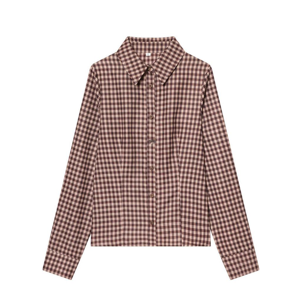 Spring 2026 Women's Plaid Shirt: European & American Style, Slim Fit, Versatile Fashion.