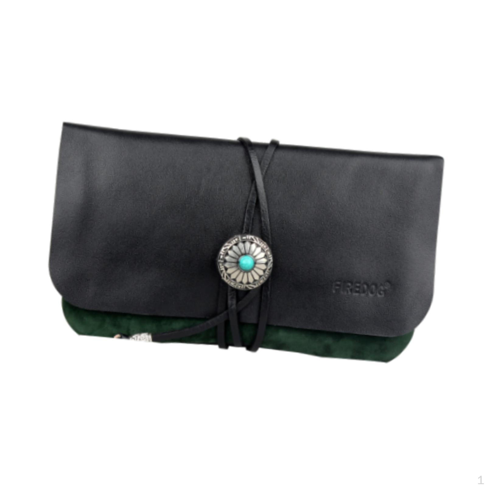 

PU Leather Pipe Pouch Tool Holder Purse Rope Wrap Closure Eyeglass Case Orange зелений