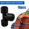 10Pcs Drip Irrigation Parts Quick Connect 1/4" Hose Tee Fittings Universal Irrigation Connectors for Garden Farm & Greenhou W9M4