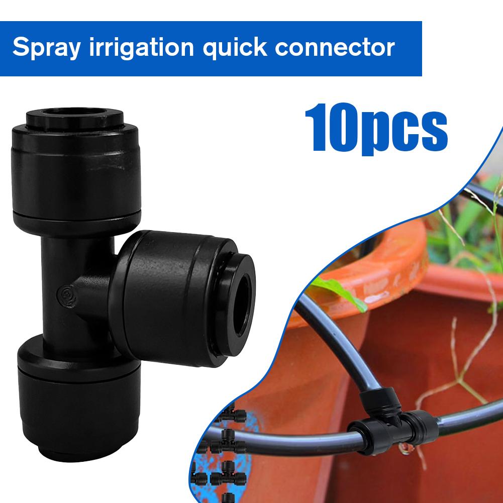 10Pcs Drip Irrigation Parts Quick Connect 1/4" Hose Tee Fittings Universal Irrigation Connectors for Garden Farm & Greenhou W9M4
