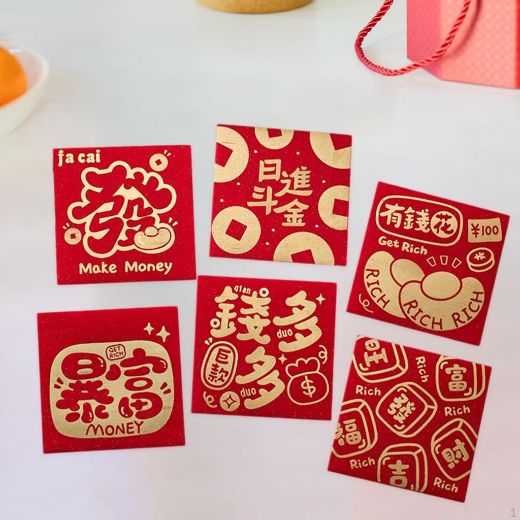 6 Stück Chinesische Rote Umschläge Päckchen Hong Bao Frühlingsfest Zubehör für Hochzeit