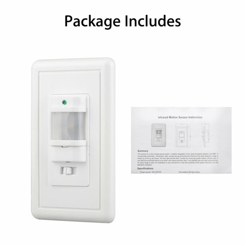 100-240V Auto On/off Motion Sensor Switch Infrared Pir Occupancy Vacancy Wall Lamp With Power