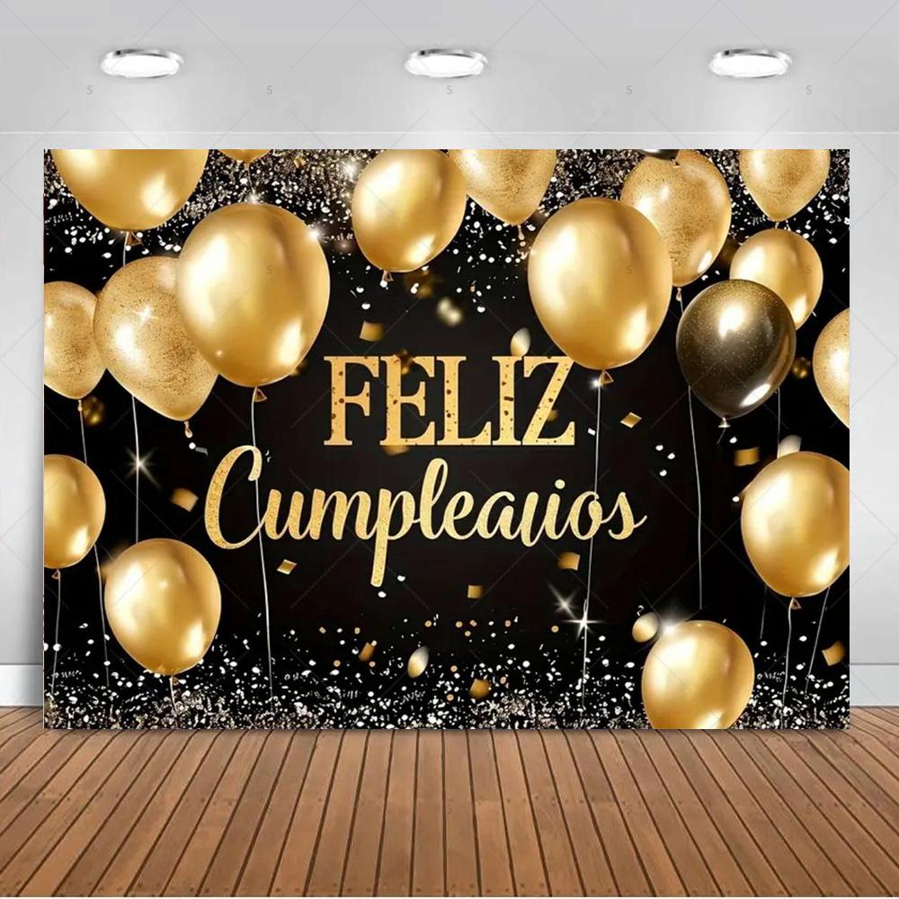 Spanish Happy Birthday Theme Background Supplies Colorful Balloon Birthday Party Decor Backdrop Banner Kid Gift Photo Shoot Prop