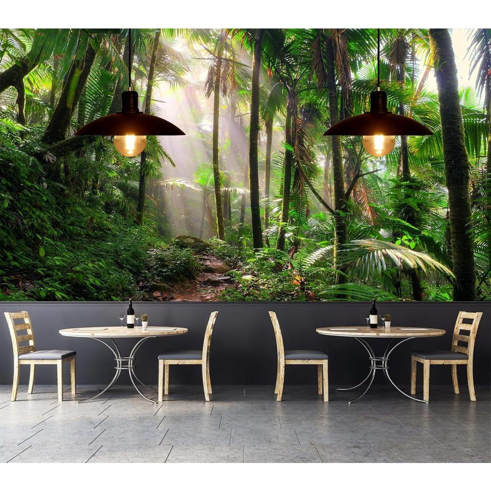 Tropical Rainforest Wall Mural Green Jungle Nature Landscape Wallpaper Home Decor