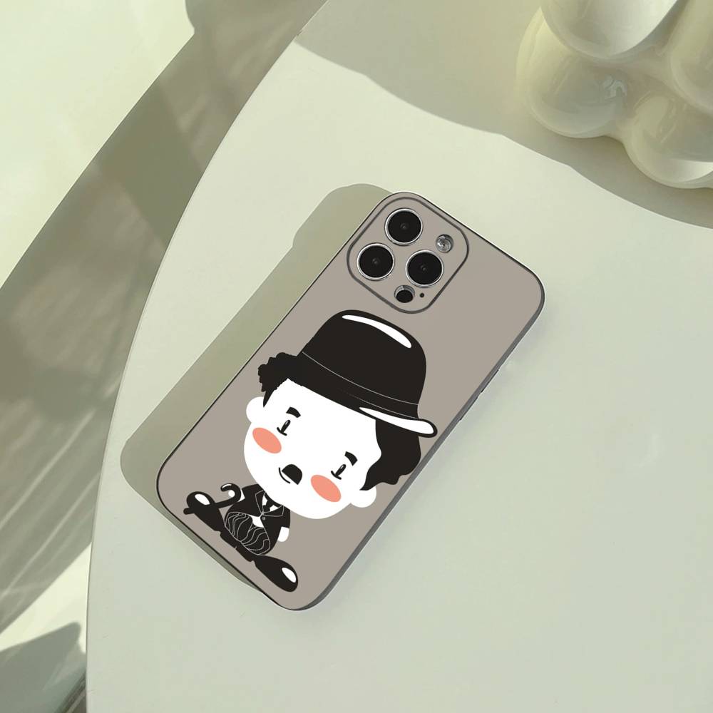 C-Charlie Chaplin Phone Case For iPhone 17,16,15,14,13,12,11 Pro Max, Lightweight and practical Soft Black Cover