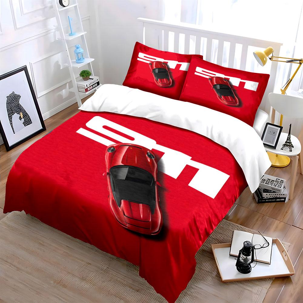 Cool sports car with a red background Bedding Set for Kids Luxury Gift 3pcs Digital Print Comforter Set Soft Comfortable