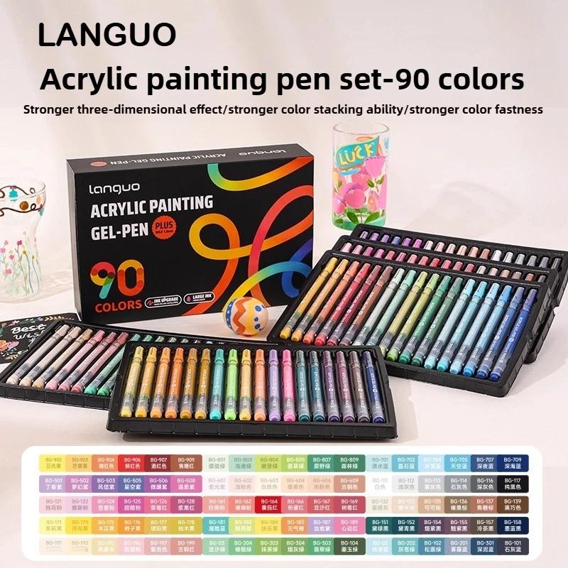 LANGUO 90/6 Colors Acrylic Gel Pen 1.0mm Large Capacity Student Writing Pen Painting Drawing Office School Supplies Stationery