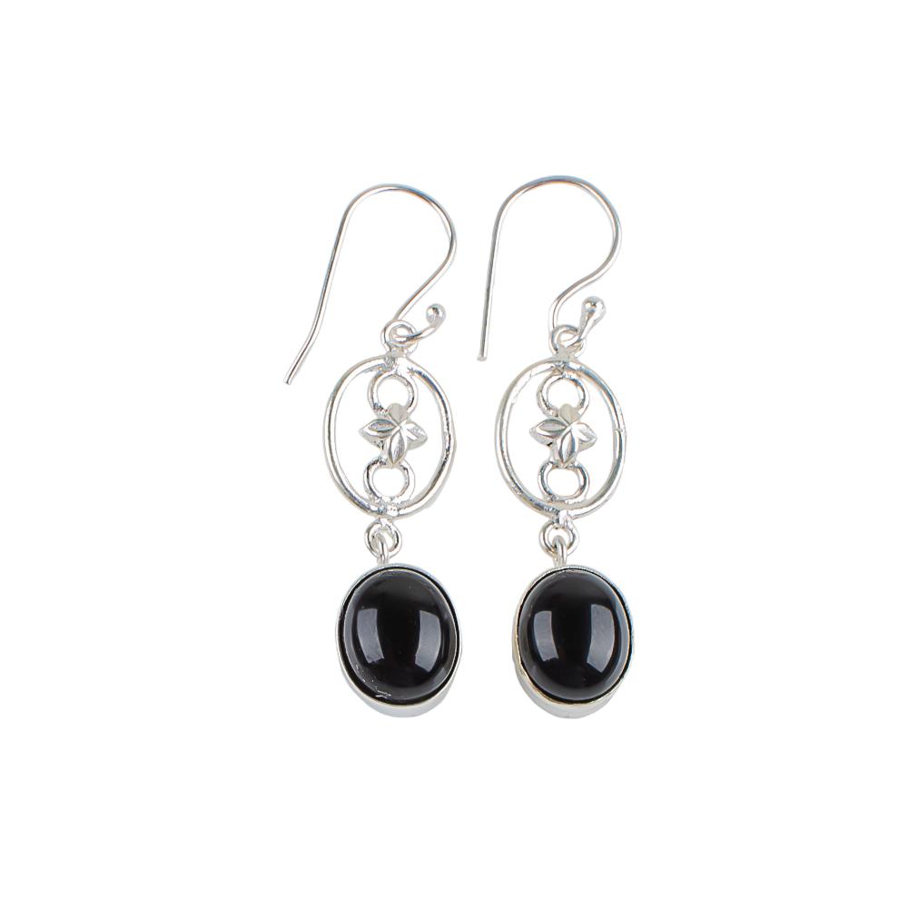 Black Tourmaline Gemstone 925 Sterling Silver Jewelry Handmade Earrings 2.00" EE-17-25
